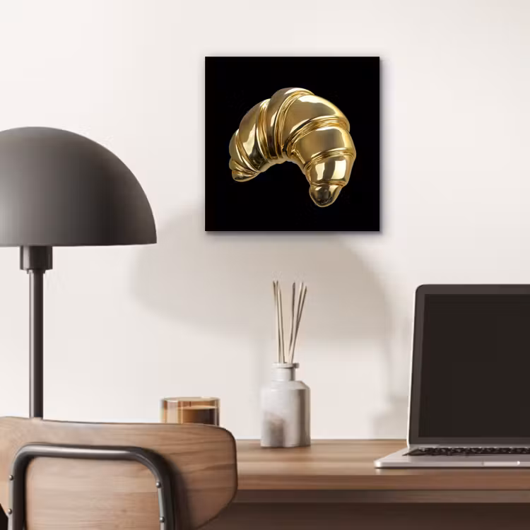 Aluminium schilderij - Croissant - Brood - Goud - Zwart — 6
