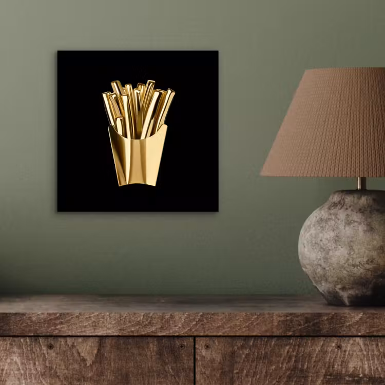 Aluminium schilderij - Friet - Goud - Chrome - Eten — 3