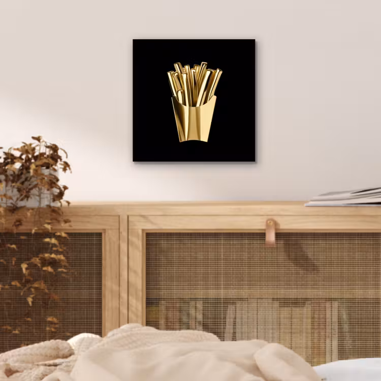 Aluminium schilderij - Friet - Goud - Chrome - Eten — 4