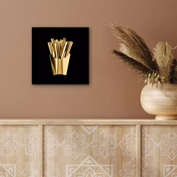 Aluminium schilderij - Friet - Goud - Chrome - Eten — 5