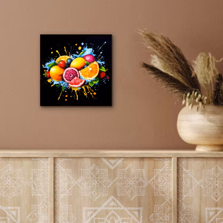 Aluminium schilderij - Fruit - Graffiti - Kleurrijk - Sinaasappel - Aardbei - Abstract — 5