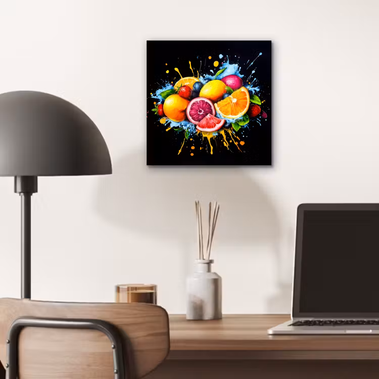 Aluminium schilderij - Fruit - Graffiti - Kleurrijk - Sinaasappel - Aardbei - Abstract — 6