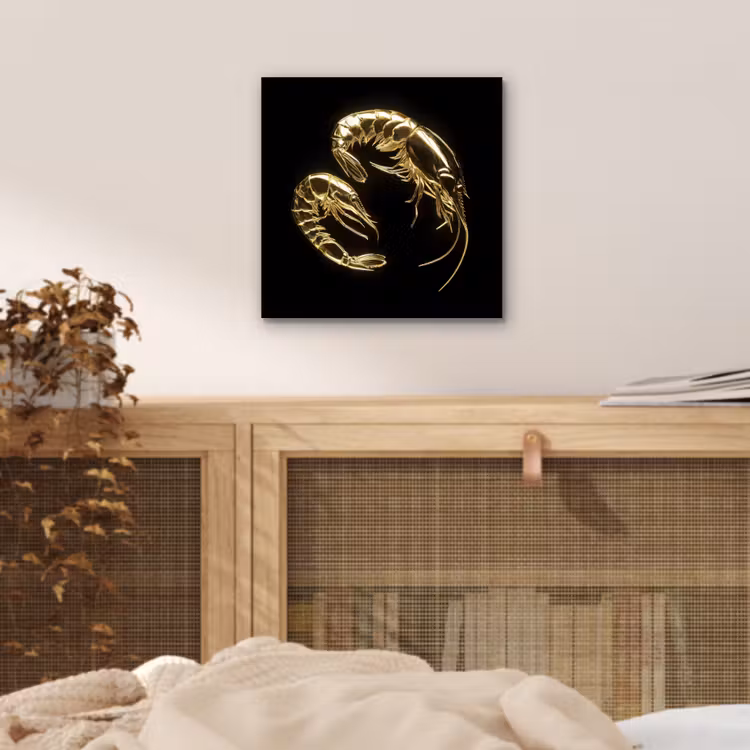 Aluminium schilderij - Garnalen - Zwart - Goud - Dieren — 4