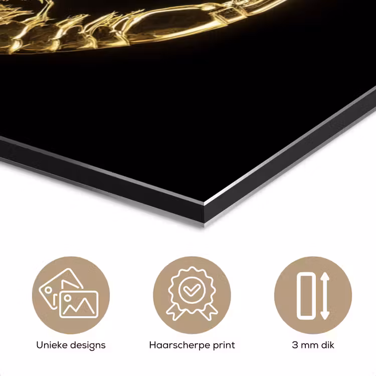 Aluminium schilderij - Garnalen - Zwart - Goud - Dieren — 7