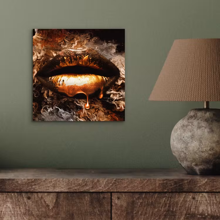 Aluminium schilderij - Goud - Lippen - Kunst — 3