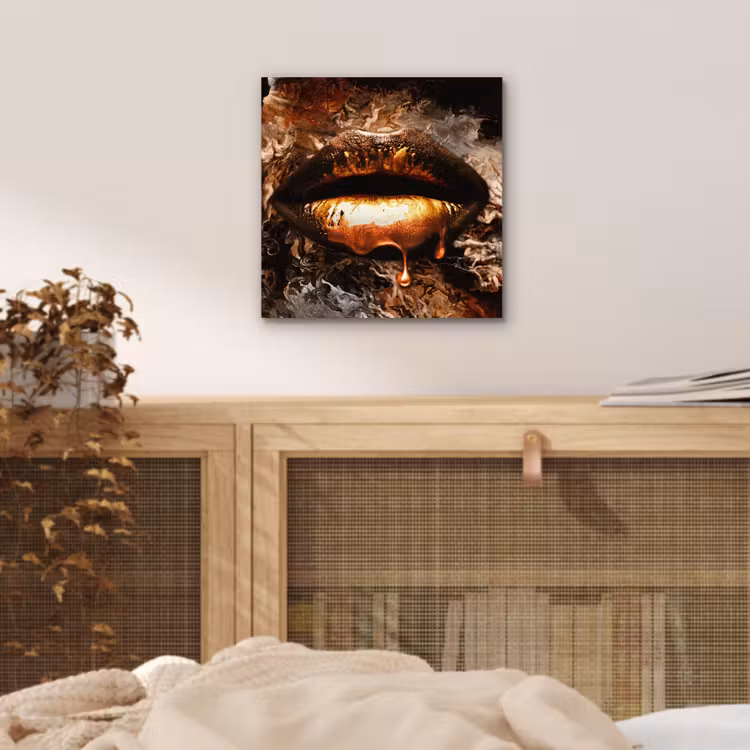 Aluminium schilderij - Goud - Lippen - Kunst — 4