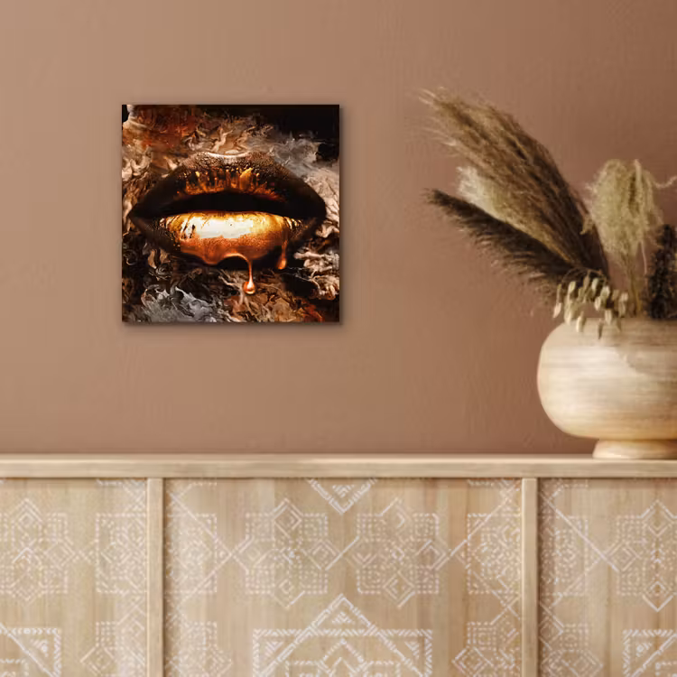 Aluminium schilderij - Goud - Lippen - Kunst — 5