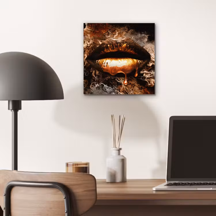 Aluminium schilderij - Goud - Lippen - Kunst — 6