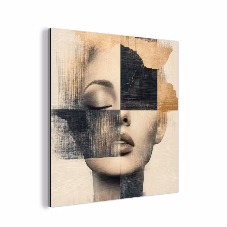 Aluminium schilderij - Goud - Vrouw - Rechthoeken — 1