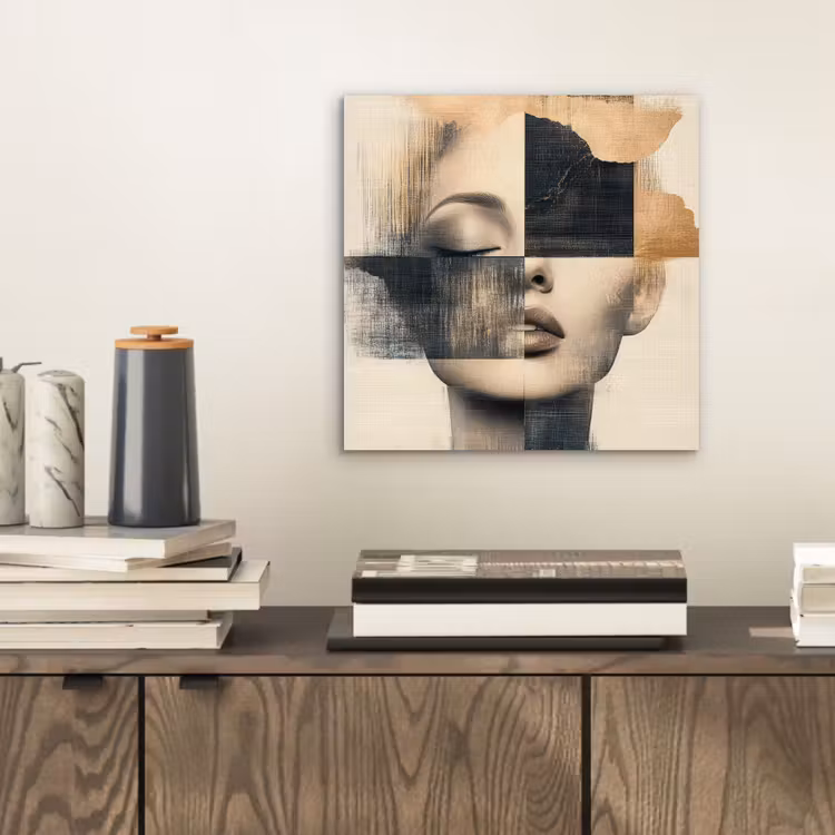 Aluminium schilderij - Goud - Vrouw - Rechthoeken — 2