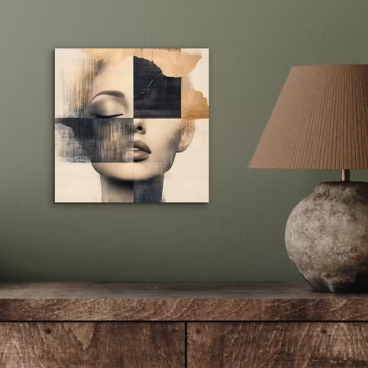 Aluminium schilderij - Goud - Vrouw - Rechthoeken — 3