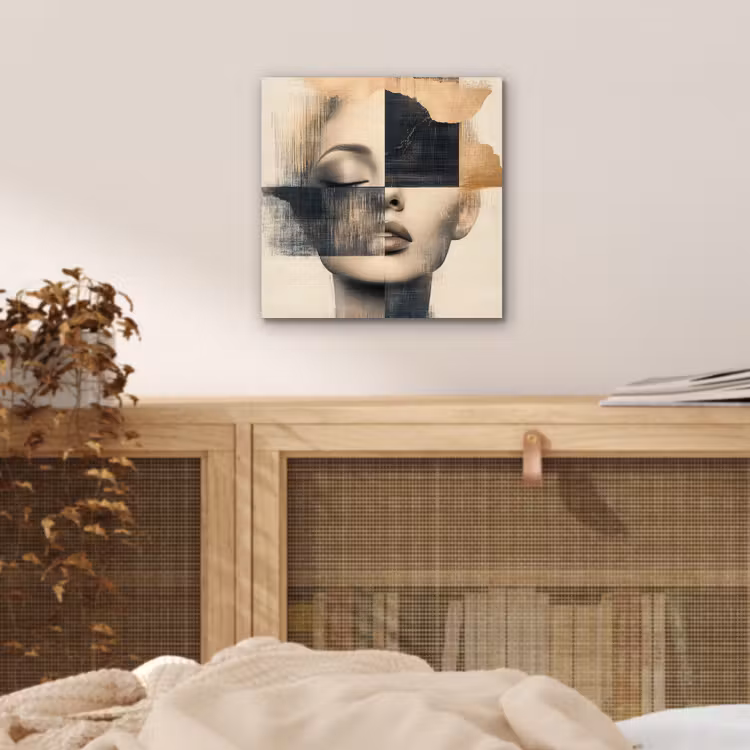 Aluminium schilderij - Goud - Vrouw - Rechthoeken — 4