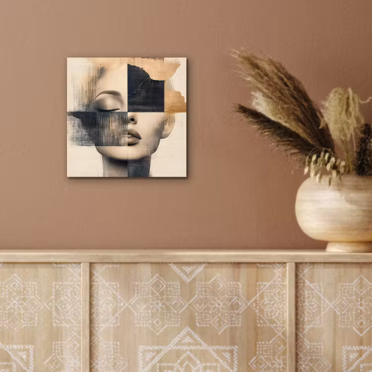 Aluminium schilderij - Goud - Vrouw - Rechthoeken — 5