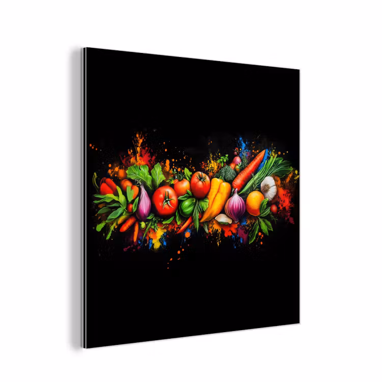 Aluminium schilderij - Groente - Eten - Kruiden - Graffiti - Koken — 1