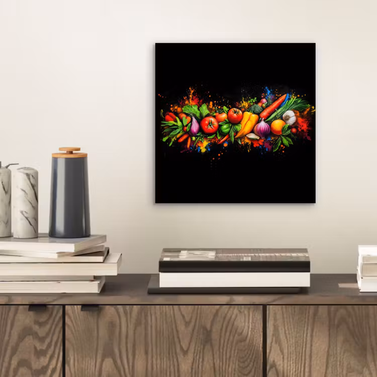 Aluminium schilderij - Groente - Eten - Kruiden - Graffiti - Koken — 2