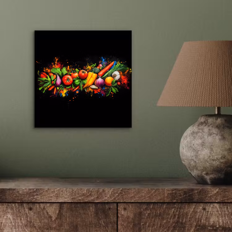 Aluminium schilderij - Groente - Eten - Kruiden - Graffiti - Koken — 3