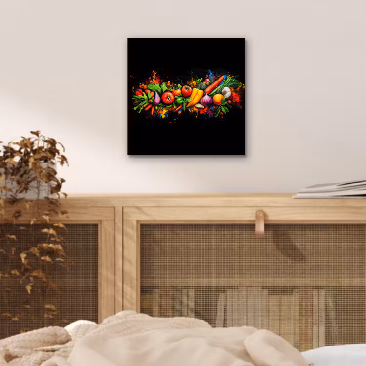 Aluminium schilderij - Groente - Eten - Kruiden - Graffiti - Koken — 4