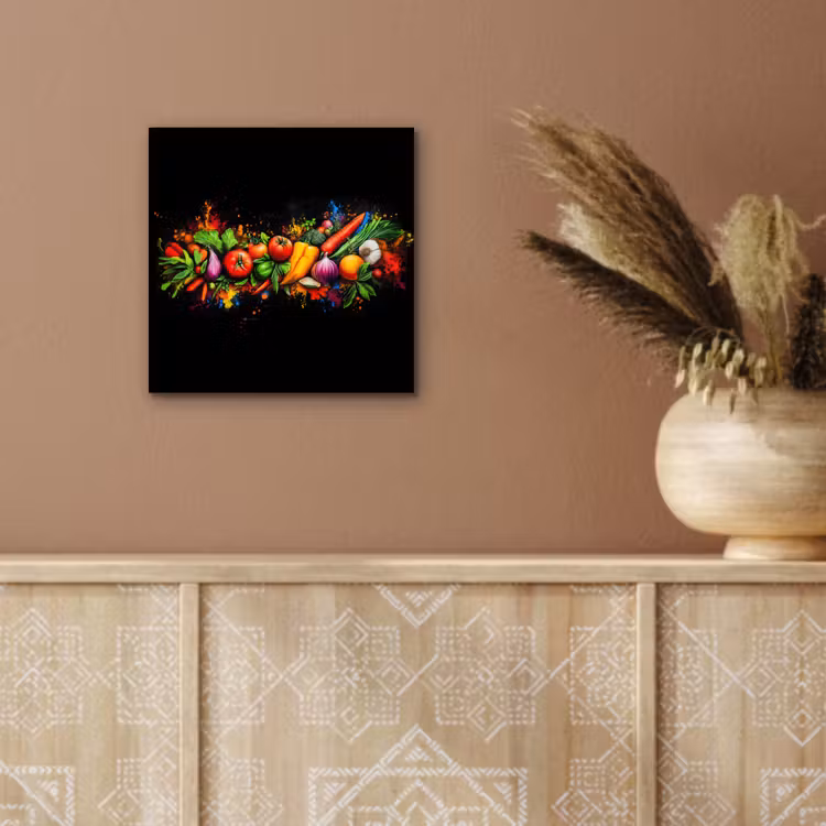 Aluminium schilderij - Groente - Eten - Kruiden - Graffiti - Koken — 5