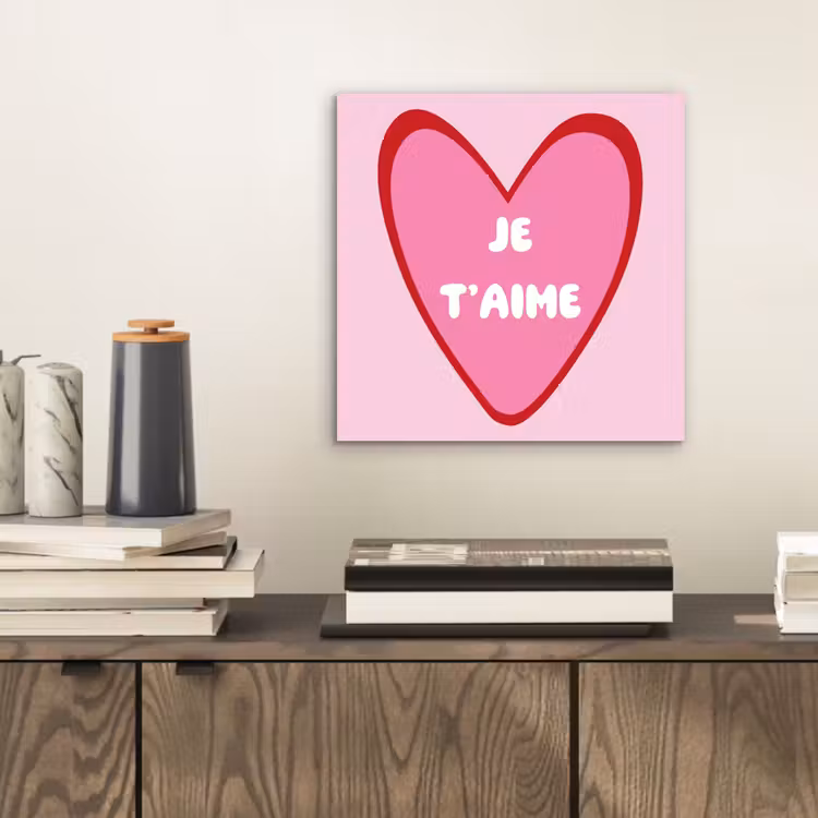 Aluminium schilderij - Hart - Frans - Valentijn - Roze — 2