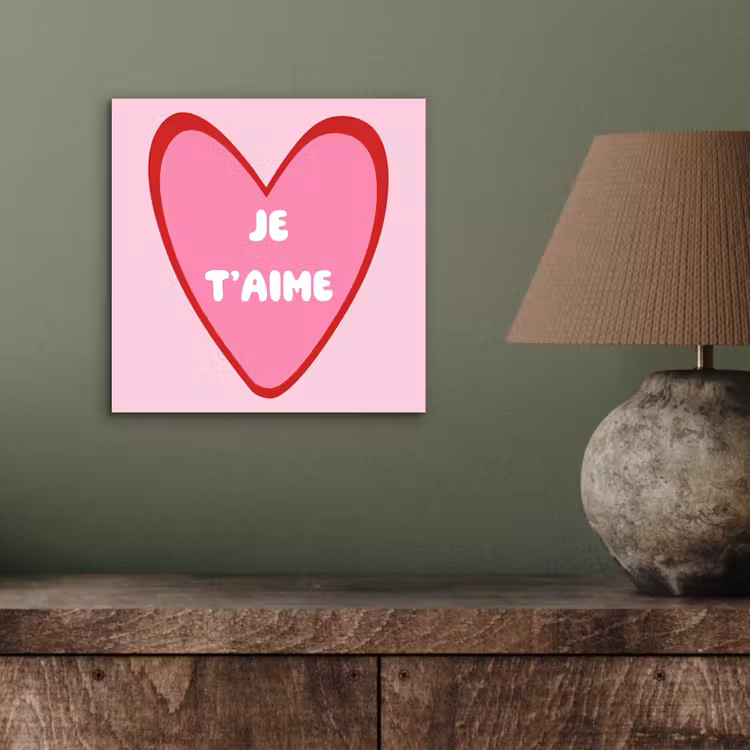 Aluminium schilderij - Hart - Frans - Valentijn - Roze — 3