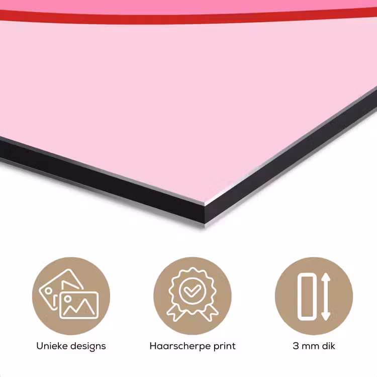 Aluminium schilderij - Hart - Frans - Valentijn - Roze — 7