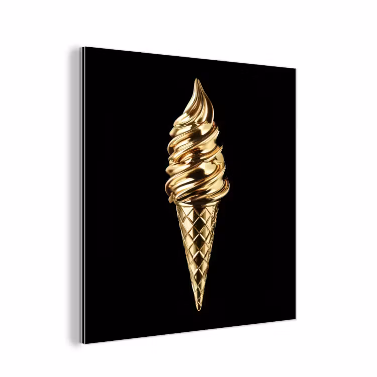 Aluminium schilderij - Ijs - Goud - Zwart - Eten — 1