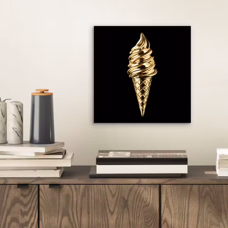 Aluminium schilderij - Ijs - Goud - Zwart - Eten — 2