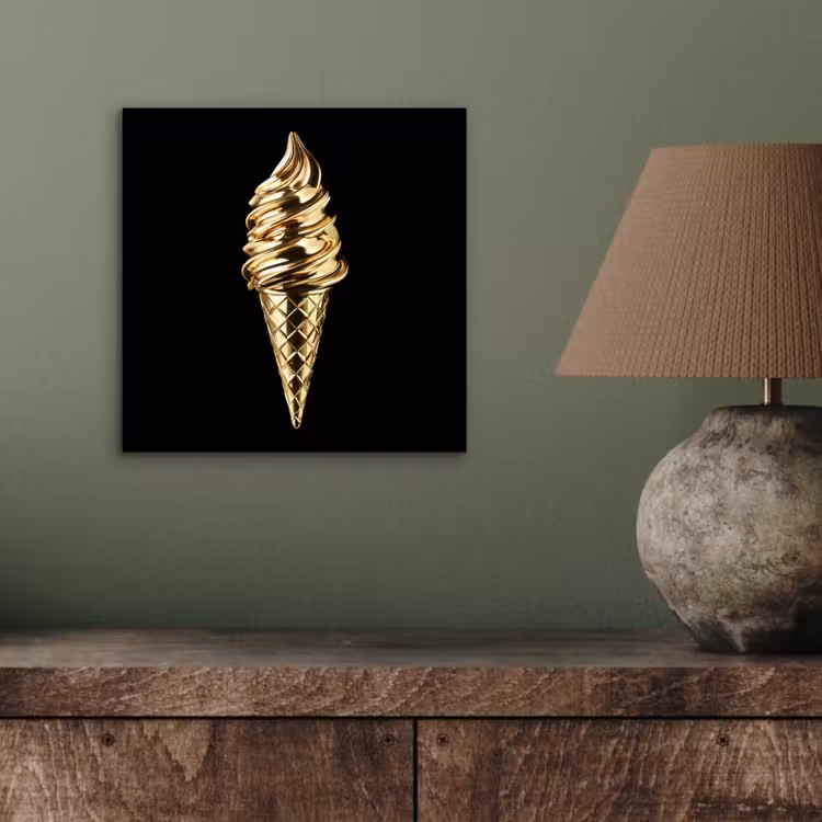 Aluminium schilderij - Ijs - Goud - Zwart - Eten — 3