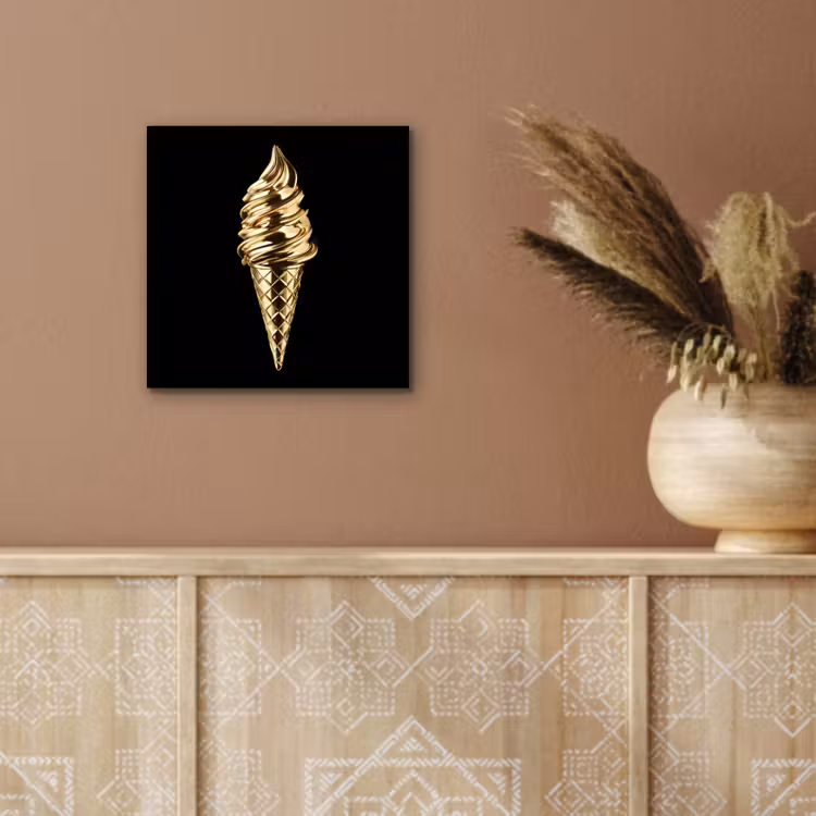 Aluminium schilderij - Ijs - Goud - Zwart - Eten — 5
