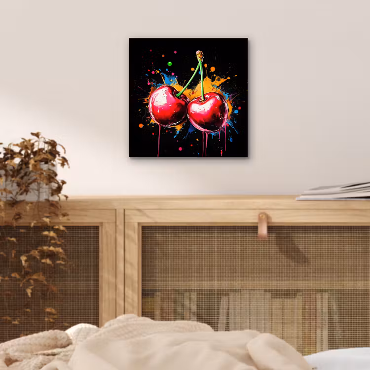 Aluminium schilderij - Kersen - Fruit - Graffiti - Verf - Abstract - Modern - Kleurrijk — 4