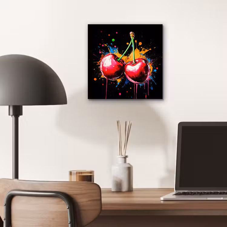 Aluminium schilderij - Kersen - Fruit - Graffiti - Verf - Abstract - Modern - Kleurrijk — 6