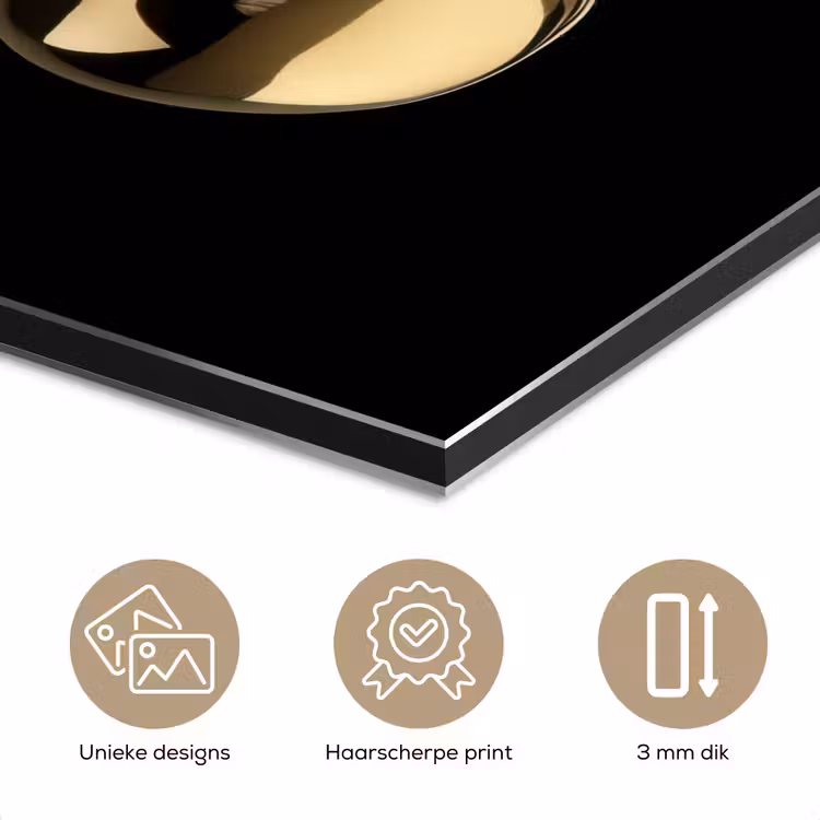 Aluminium schilderij - Kersen - Zwart - Goud - Chrome — 7