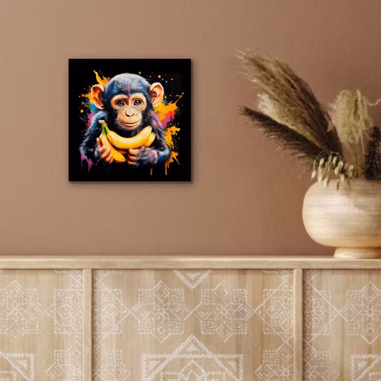 Aluminium schilderij - Aap - Graffiti - Kleurrijk - Bananen - Modern — 5