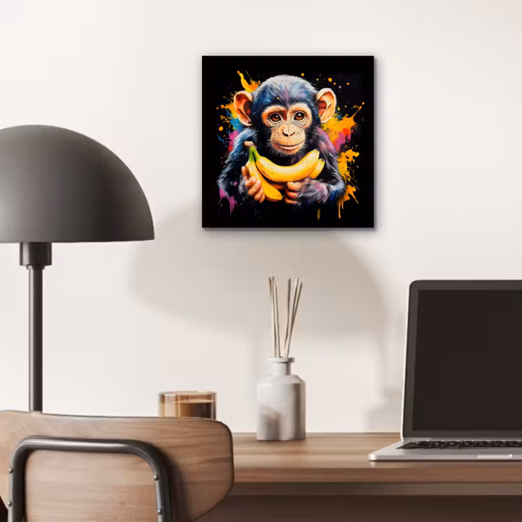 Aluminium schilderij - Aap - Graffiti - Kleurrijk - Bananen - Modern — 6