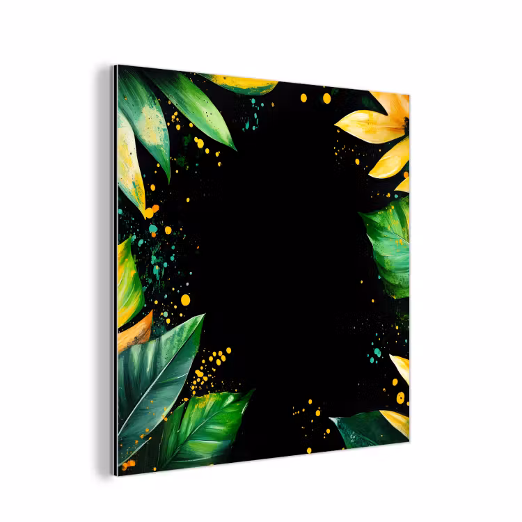 Aluminium schilderij - Bladeren - Groen - Geel - Verf - Jungle — 1