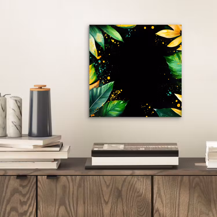 Aluminium schilderij - Bladeren - Groen - Geel - Verf - Jungle — 2