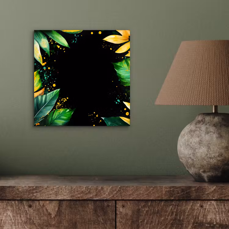 Aluminium schilderij - Bladeren - Groen - Geel - Verf - Jungle — 3