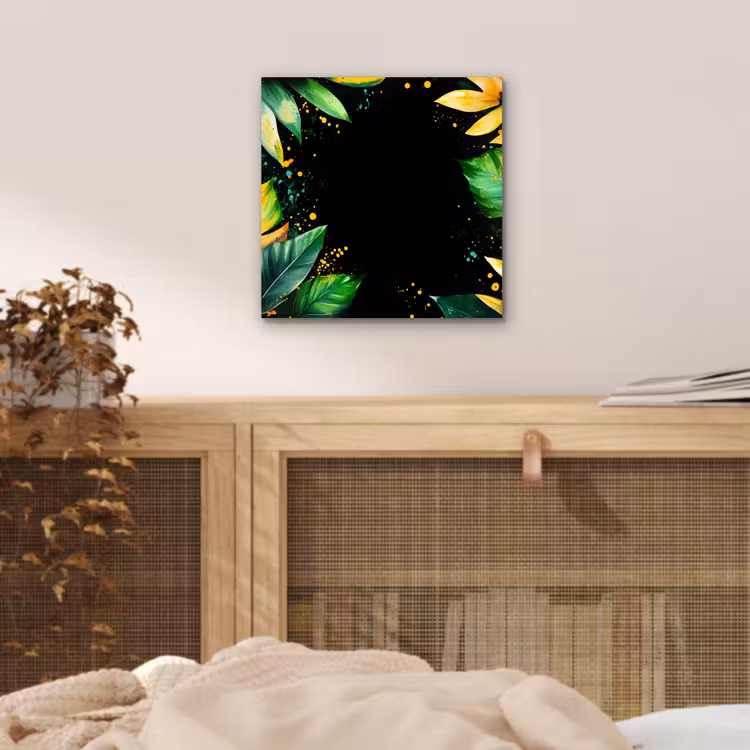 Aluminium schilderij - Bladeren - Groen - Geel - Verf - Jungle — 4