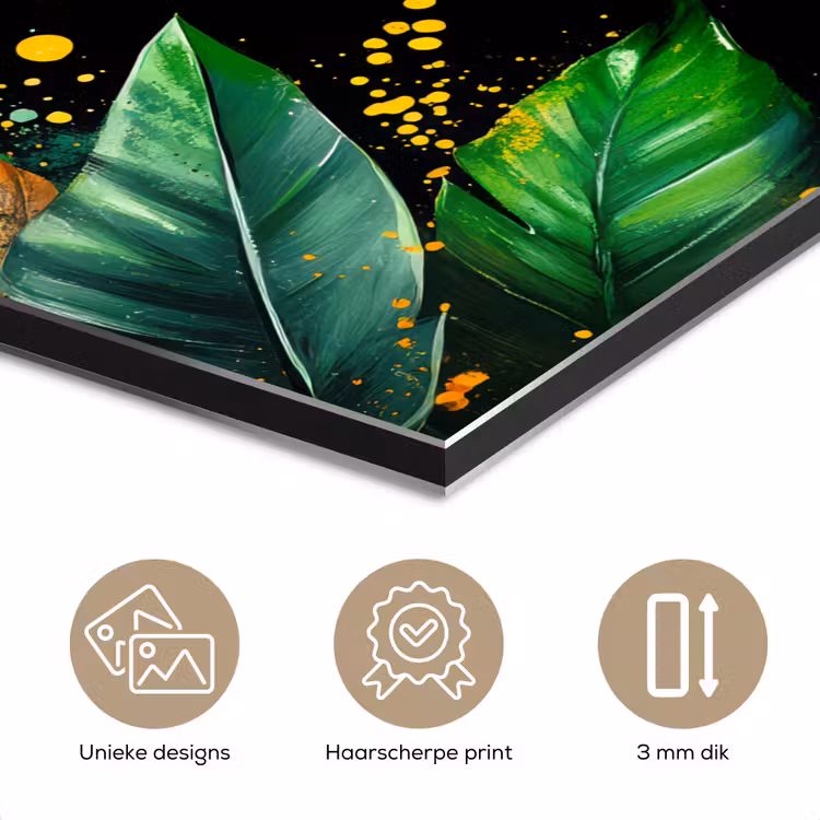 Aluminium schilderij - Bladeren - Groen - Geel - Verf - Jungle — 7
