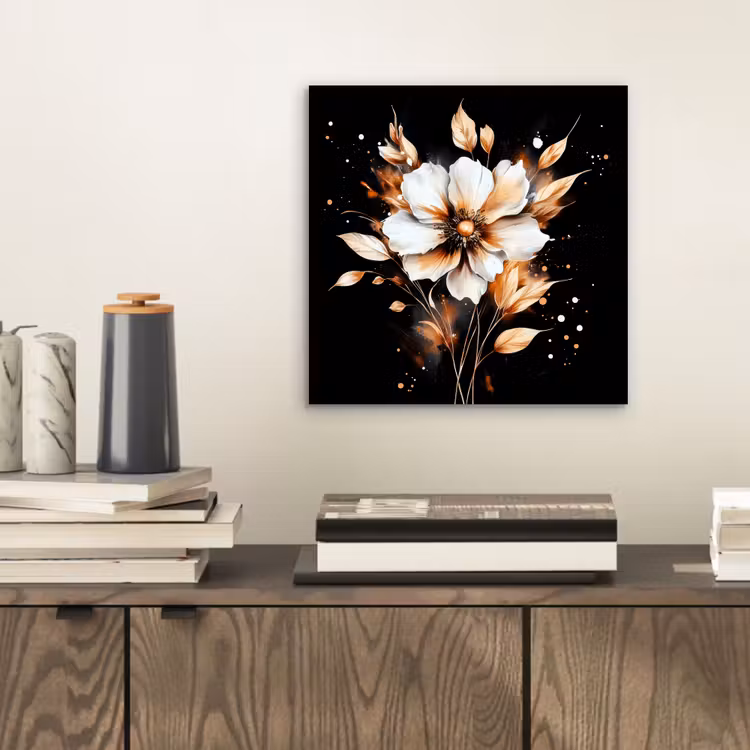 Aluminium schilderij - Bloem - Verf - Goud - Graffiti - Modern — 2
