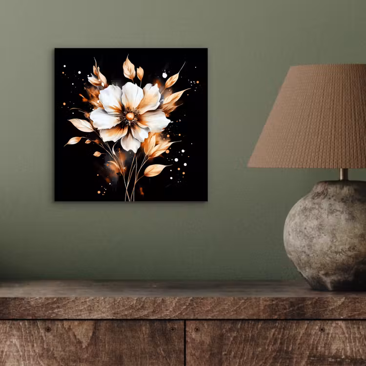 Aluminium schilderij - Bloem - Verf - Goud - Graffiti - Modern — 3