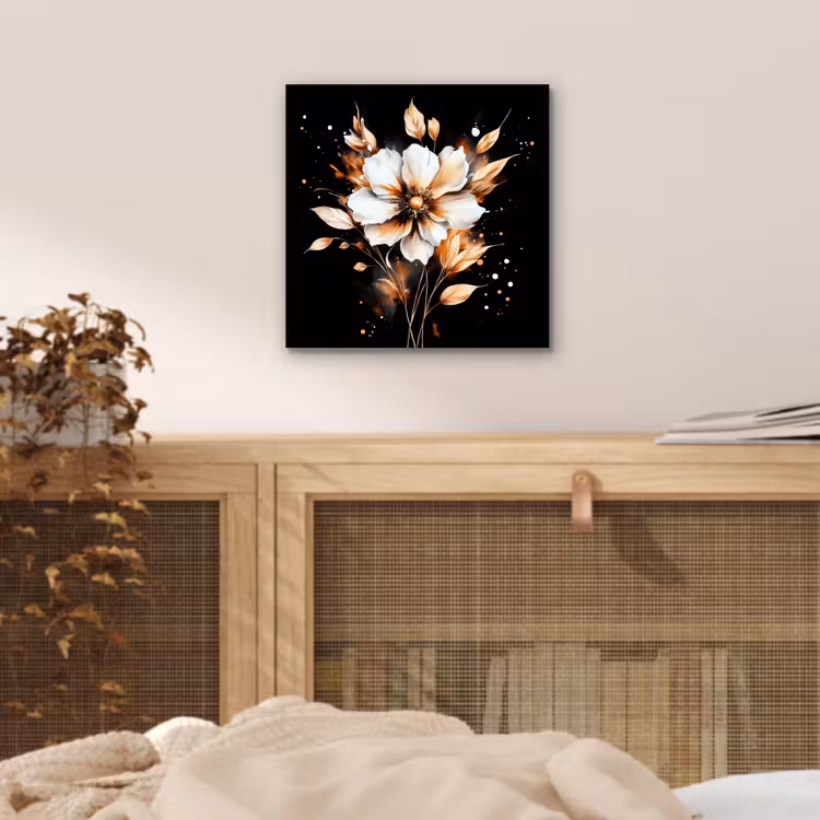 Aluminium schilderij - Bloem - Verf - Goud - Graffiti - Modern — 4