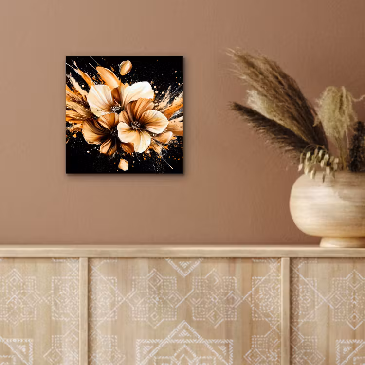 Aluminium schilderij - Bloemen - Goud - Graffiti - Zwart - Abstract — 5