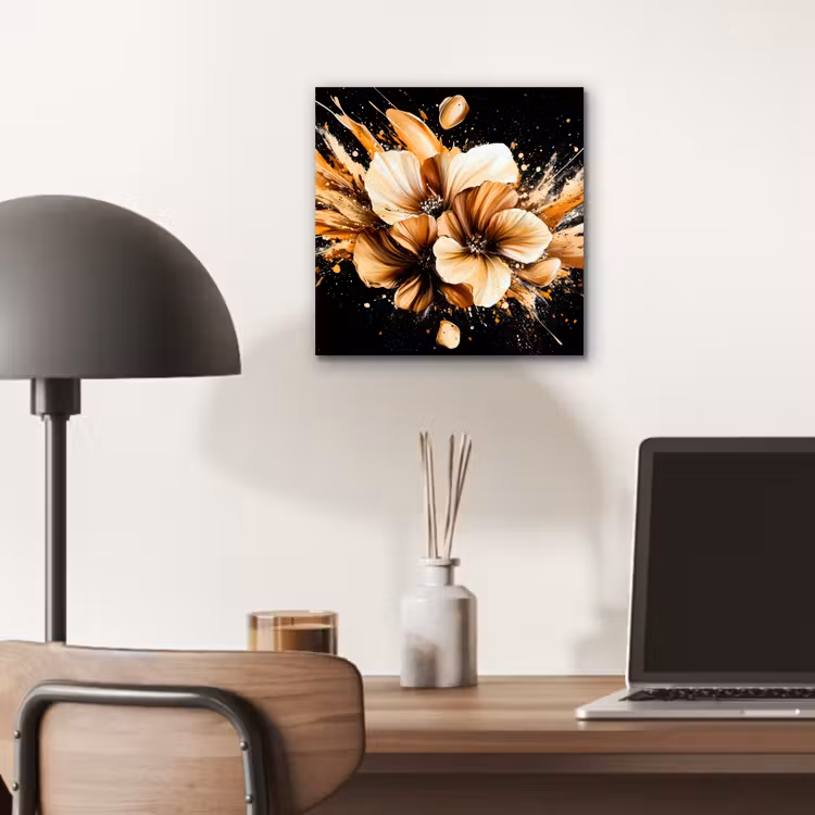 Aluminium schilderij - Bloemen - Goud - Graffiti - Zwart - Abstract — 6