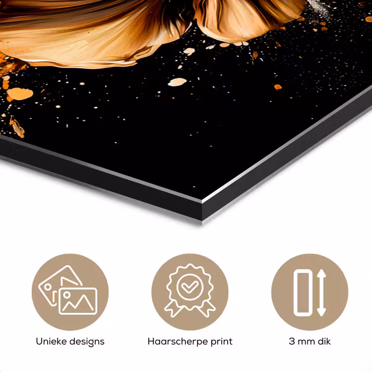 Aluminium schilderij - Bloemen - Goud - Graffiti - Zwart - Abstract — 7
