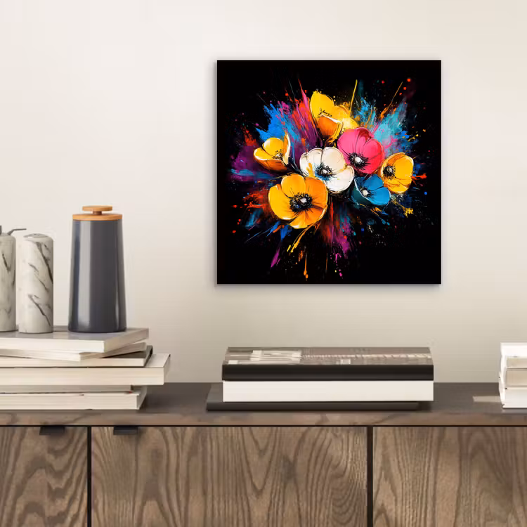 Aluminium schilderij - Bloemen - Kleurrijk - Graffiti - Modern - Boeket — 2