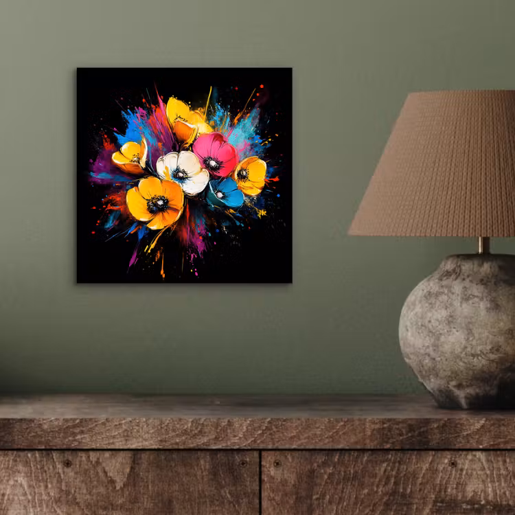 Aluminium schilderij - Bloemen - Kleurrijk - Graffiti - Modern - Boeket — 3