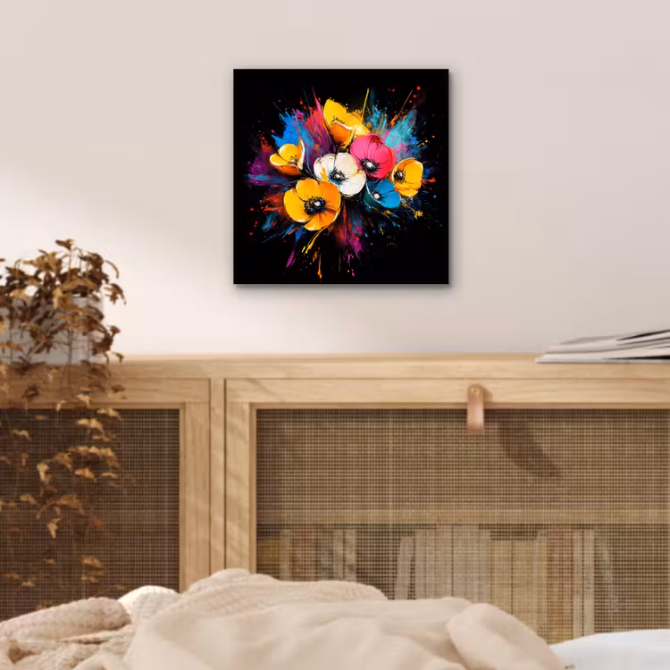 Aluminium schilderij - Bloemen - Kleurrijk - Graffiti - Modern - Boeket — 4
