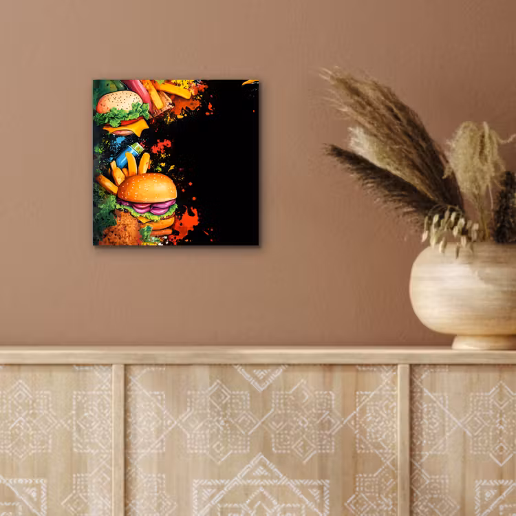 Aluminium schilderij - Fastfood - Graffiti - Hamburger - Eten - Modern — 5