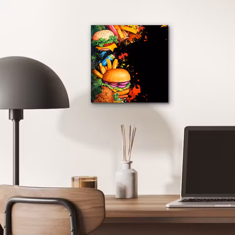 Aluminium schilderij - Fastfood - Graffiti - Hamburger - Eten - Modern — 6
